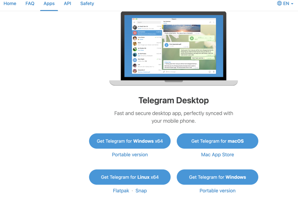 Telegram 桌面电脑软件下载